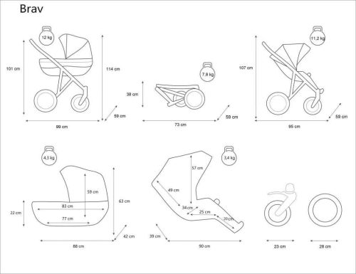 Kunert Brav 3in1 Multifunkciós Babakocsi Graphite