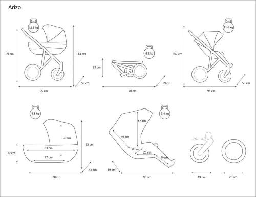 Kunert Arizo 3in1 Multifunkciós Babakocsi Graphite