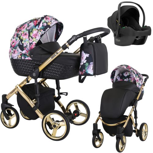 Kunert Tiaro Premium 3in1 Multifunkciós Babakocsi Black-Flowers