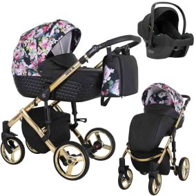   Kunert Tiaro Premium 3in1 Multifunkciós Babakocsi Black-Flowers