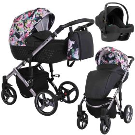   Kunert Tiaro Premium 3in1 Multifunkciós Babakocsi Black-Flowers