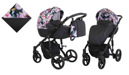 Kunert Tiaro 3in1 Multifunkciós Babakocsi Black-Flowers