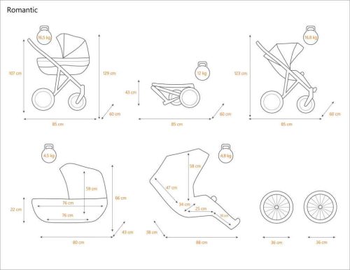 Kunert Romantic 3in1 Multifunkciós Babakocsi Róz Eco