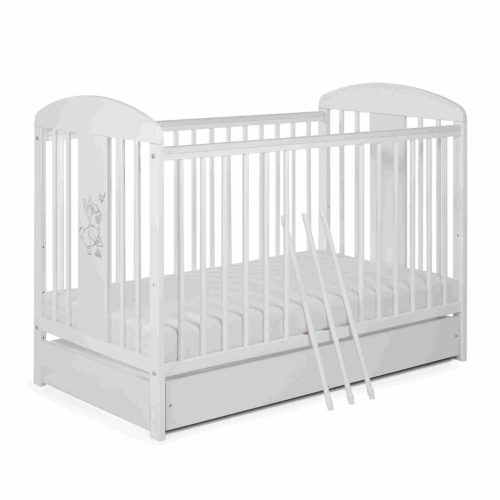 Tomi 18. Kiságy 60x120 - fehér  (bemart nyuszis mintával)