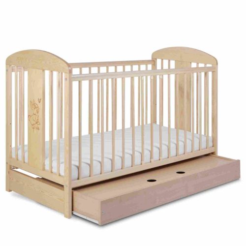 Tomi 18. Kiságy 60x120 - fenyő (bemart nyuszis mintával)