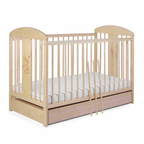 Tomi 18. Kiságy 60x120 - fenyő (bemart nyuszis mintával)