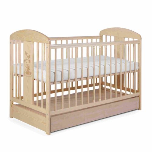 Tomi 20. Kiságy 60x120 - fenyő (bemart maci mintával)