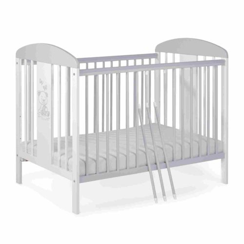 Tomi 20. Kiságy szürke és fehér 60x120 - (bemart maci mintával)