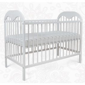 Tomi 6. Kiságy 60x120 - fehér (bemart szív mintával)