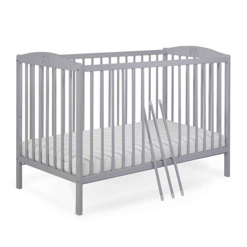 Tomi 7. Kiságy 60x120 - szürke (bemart ülő macik mintával)