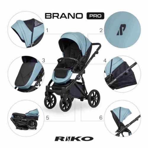 Riko Brano Pro 3in1 Multifunkciós Babakocsi Crystal Blue