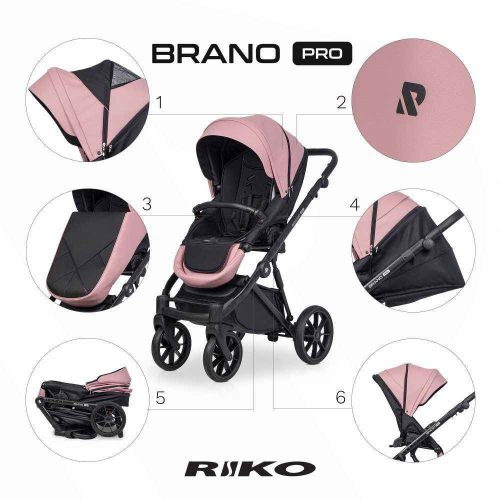 Riko Brano Pro 3in1 Multifunkciós Babakocsi Energy Pink