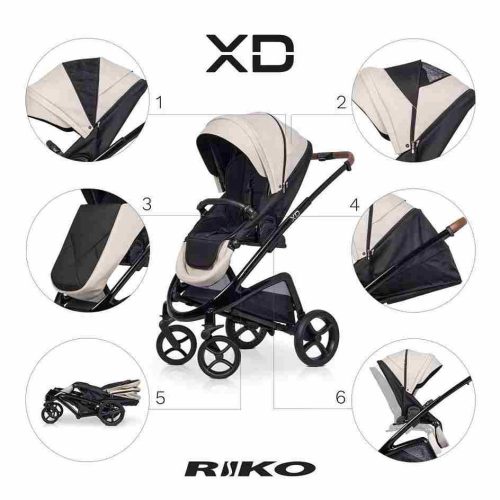Riko XD Black Line 3in1 Multifunkciós Babakocsi Sand